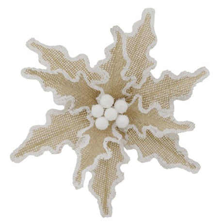 Swing Gifts Decorations - Clip On Poinsetta Natural White Edge