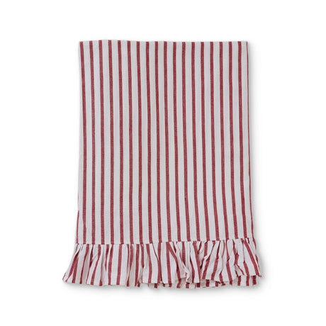 Madras Link Tilly Red Stripe Frilled Tablecloth Small