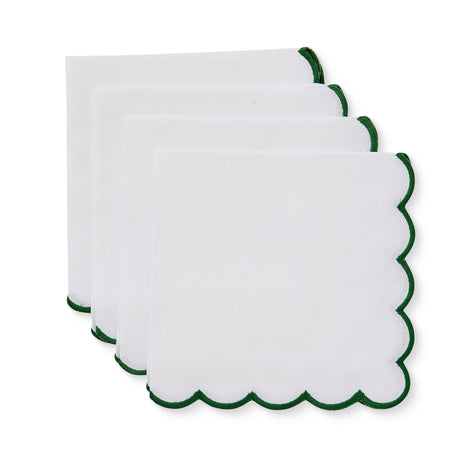 Madras Link Scallop White/Spruce Napkin Set 4