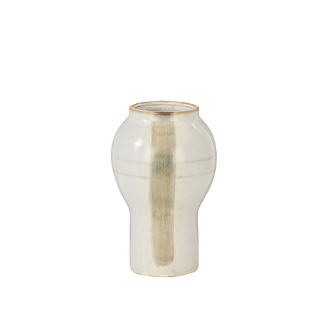 Nora Reactive Glaze Vase Off White and Grey