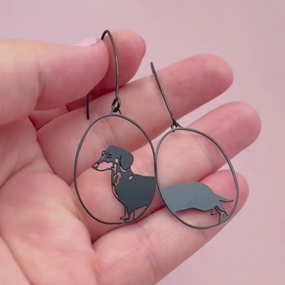 Denz Earrings Mini Dachshund Black