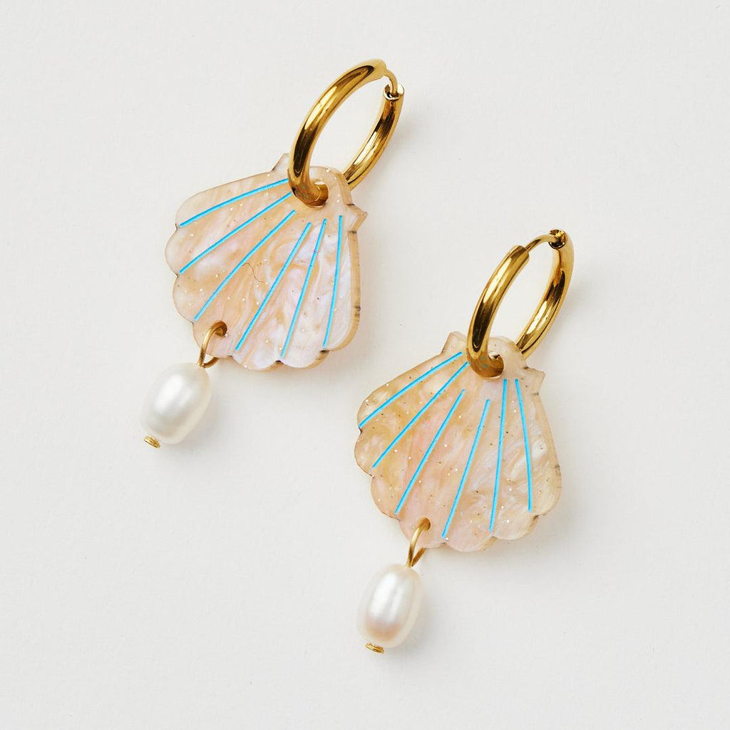 Martha Jean Shell + Pearl - Gold Earrings