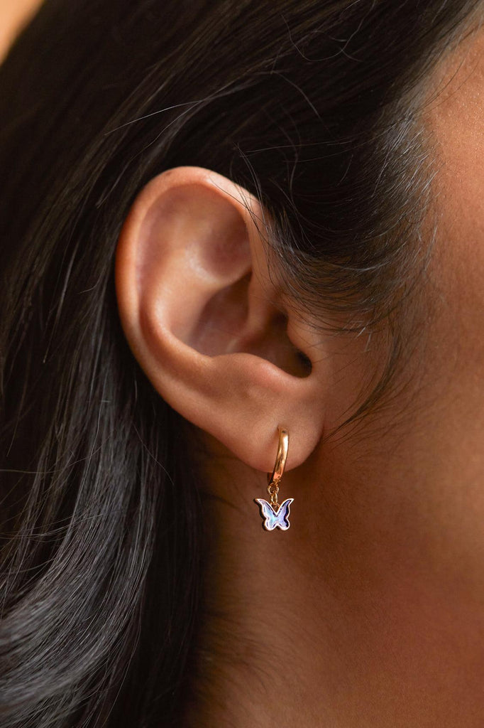 Estella Bartlett Abalone Butterfly Hoop Earrings GP