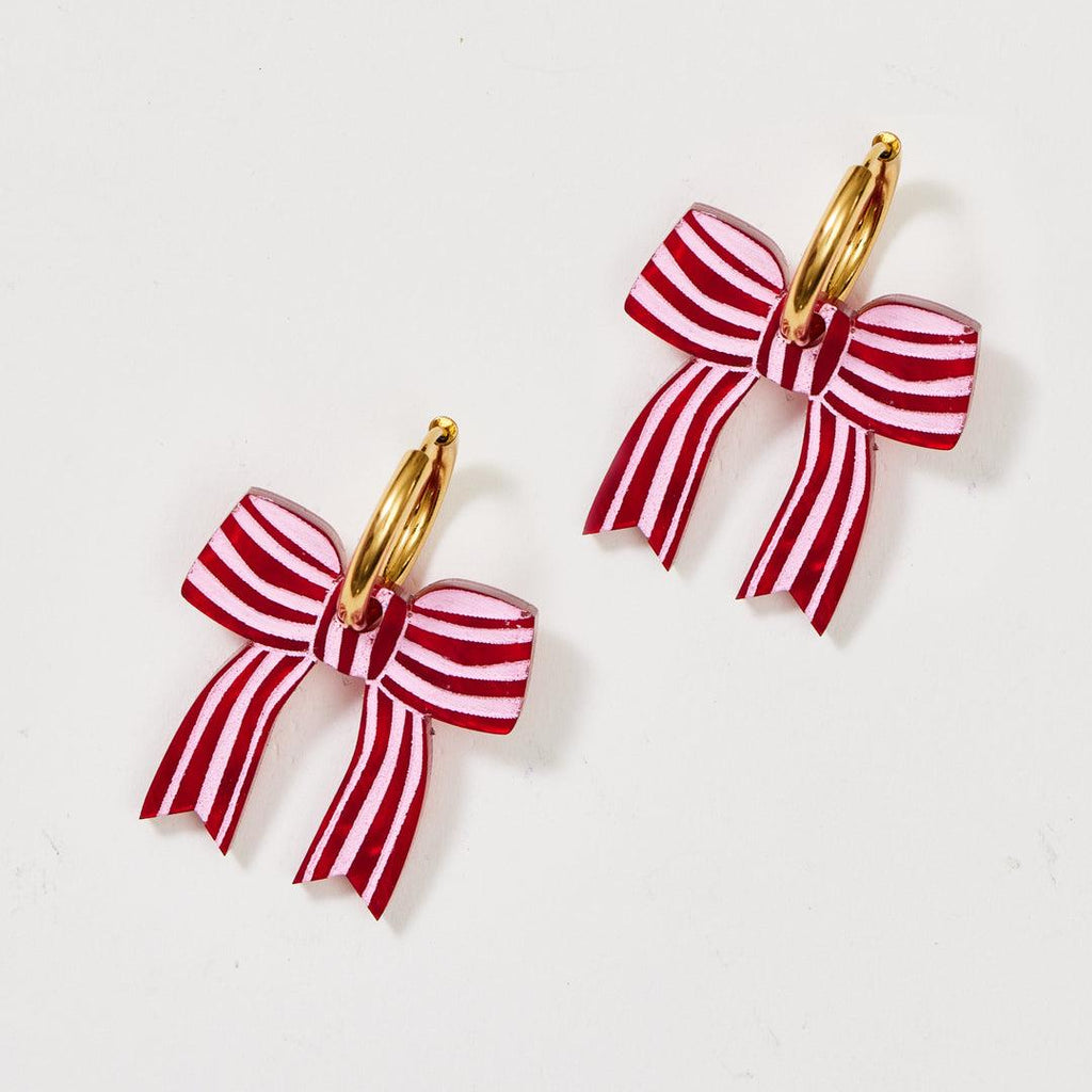 Martha Jean Bow Earrings Red