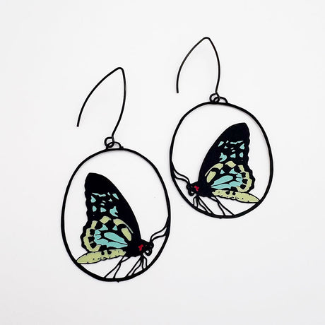 Butterfly earrings in Cairns Birdwing