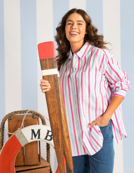 Elm Lifestyle Cyrus Shirt - Cranberry Stripe