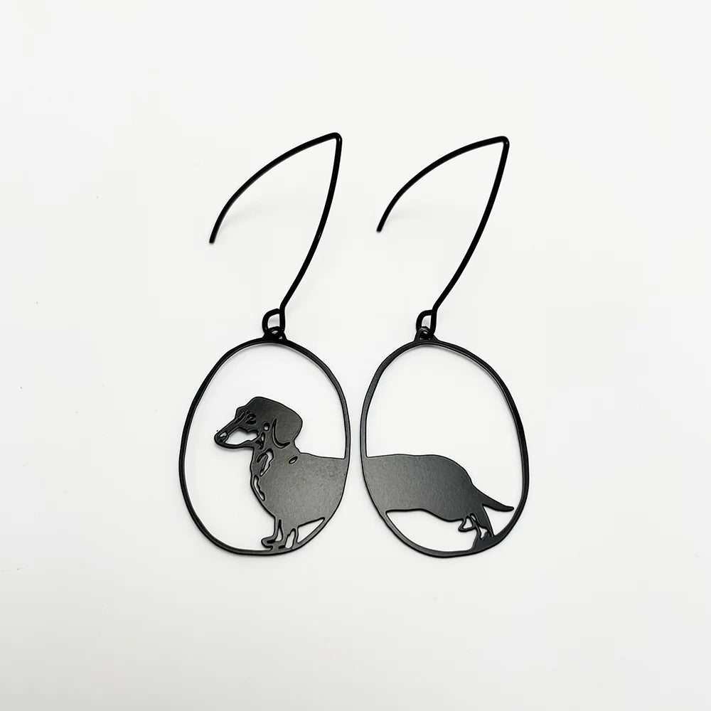 Denz Earrings Mini Dachshund Black