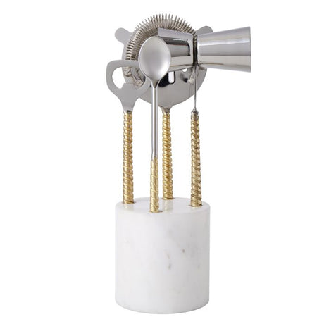 IsAlbi Twisted Gold Handle/Marble Bar Tools 5pc