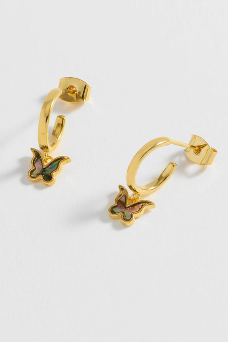 Estella Bartlett Abalone Butterfly Hoop Earrings GP