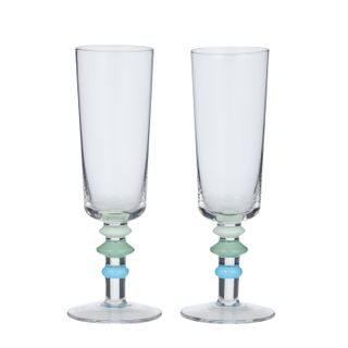 Coast to Coast Tori S/2 Glass Flute Blu/Grn