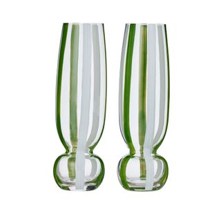 Coast to Coast Kimi S/2 Glass Flute Grn/Wh