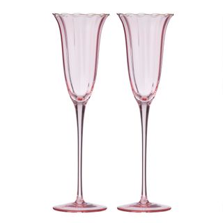 Coast to Coast Crowne S/2 Glass Flute Pnk/Gd