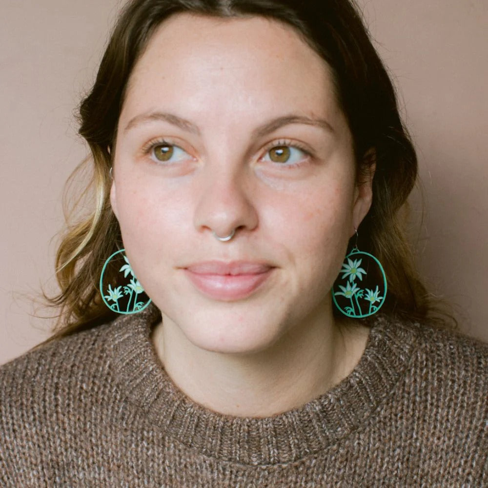 Denz Midi Flannel Flower Earrings