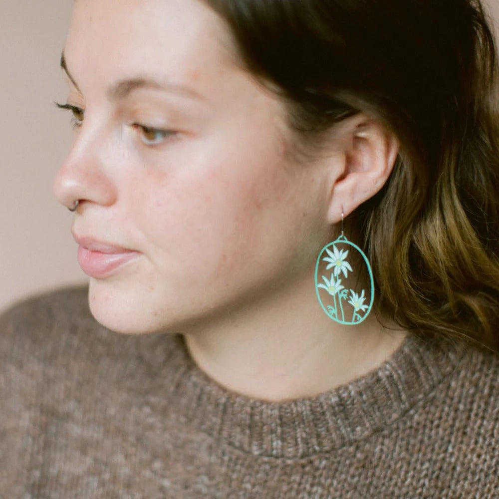 Denz Midi Flannel Flower Earrings