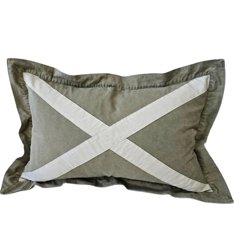 Macey and Moore The Croft Cotton Canvas Cushion 40x60cm Lumbar - Oatmeal / Muted Olive