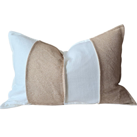 Macey and Moore Katalia Linen Cotton Cushion 40x60cm Lumbar - Peach / White