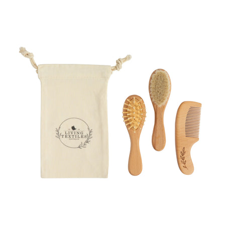 Living Textiles 3pc Baby Wooden Brush & Comb Set