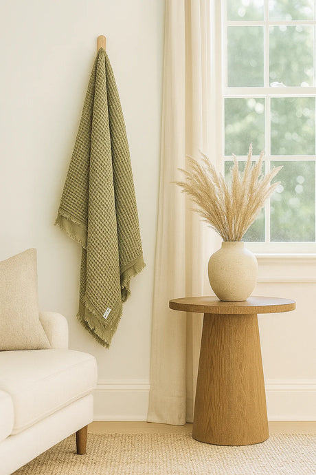Mama and Tochter Organic Cotton Rustic Waffle Throw Blanket