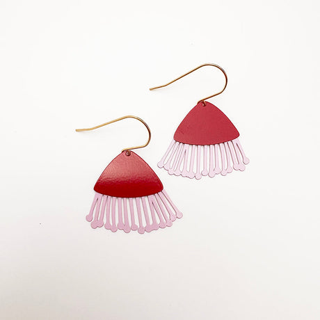 Gum Blossom flower earrings in Red & Pink - Mini