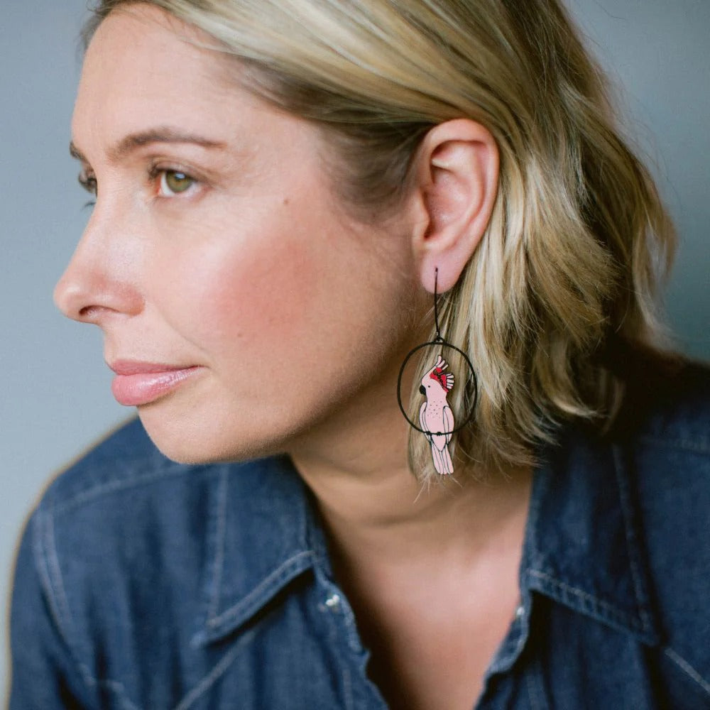 Denz Pink Cockatoo Earrings BPR