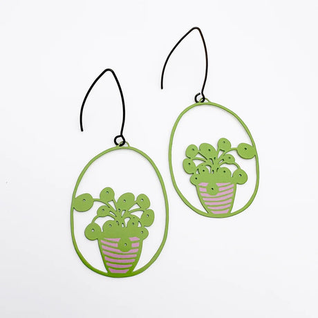 Denz Midi Pilea Plant Earrings BG/P