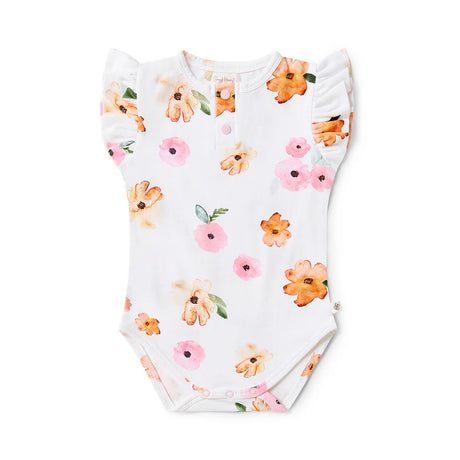 Snuggle Hunny Poppy Short Sleeve Organic Bodysuit with Frill