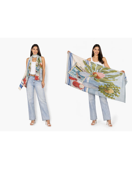 Artist Label Scarf - Two Banksias And Hockney (Silk Chiffon)